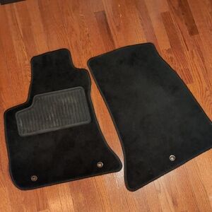 Car Pass Black Carpeted Car Front Seat Floor Mats 27" x 18"